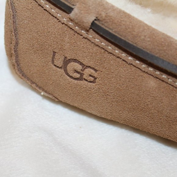 NIB UGG WOMEN'S BELLA SUEDE TIE SHEARLING LINED SLIPPERS CHESTNUT BROWN - Picture 4 of 9